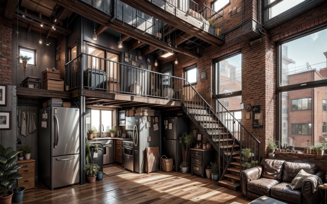 Как элементы из металла и дерева могут преобразить ваш небольшой loft-пространство
